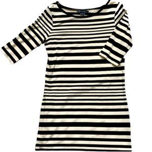French Connection Black and White Fine Cotton Striped Dress (Size 10)
